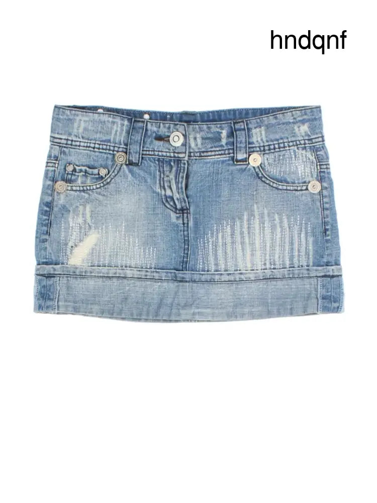 Y2K Denim Mini Skirt (Size XS) - Skirts