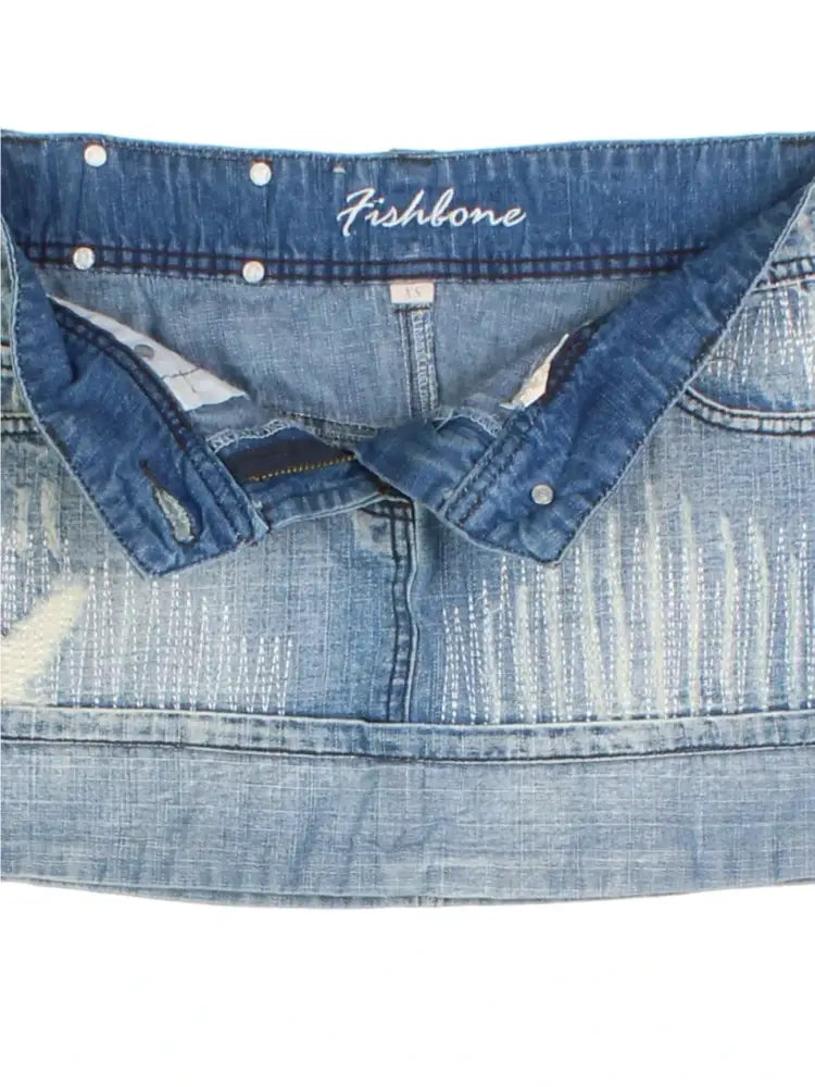 Y2K Denim Mini Skirt (Size XS) - Skirts