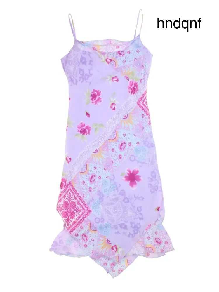 Y2K Floral Midi Dress (Size XS) - Dresses