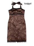 Y2K Halter Neck Midi Dress (Size S) - Dresses