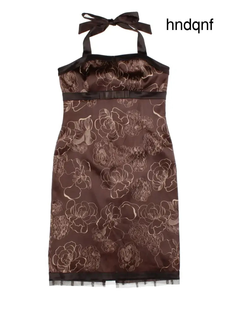 Y2K Halter Neck Midi Dress (Size S) - Dresses